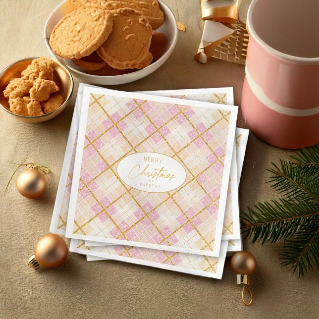 Serviette En Papier Motif de Noël en or rose #28 ID1009 (Créateur téléchargé)