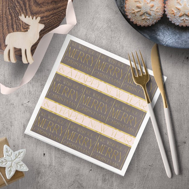 Serviette En Papier Motif de Noël en or rose #35b ID1009 (Créateur téléchargé)