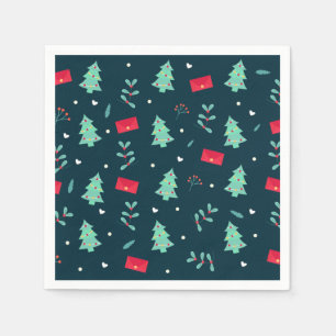 Serviette En Papier Motif de Noël festif en rouge et vert