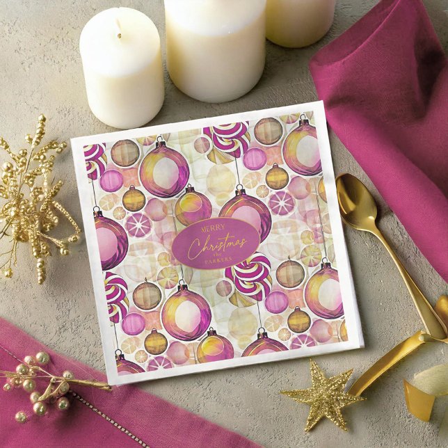 Serviette En Papier Motif de Noël Magenta Gold n° 6 ID1009 (Créateur téléchargé)