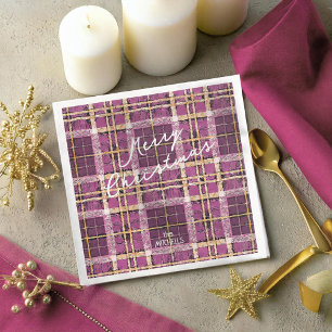 Serviette En Papier Motif de Noël Magenta Gold n° 7 ID1009