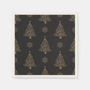 Serviette En Papier Motif de Noël noir et or