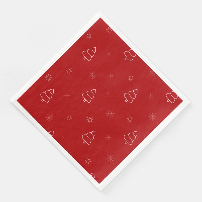 Serviette En Papier Motif de Noël rouge. Festivals et flocs de neige (Coin)