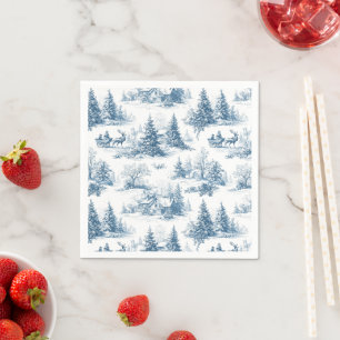 Serviette En Papier Motif de Noël Toile Bleue