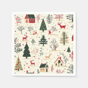 Serviette En Papier Motif de Noël vintage Woodland (1)