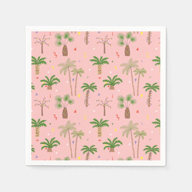 Serviette En Papier Motif de palmiers de Noël tropicaux (Devant)