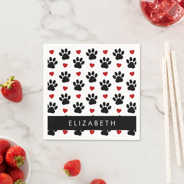 Serviette En Papier Motif De Pâtes, Pâtes Noires, Coeurs Rouges, Votre (En situation)