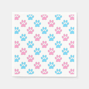 Serviette En Papier Motif de pattes pour bébé rose et bleu