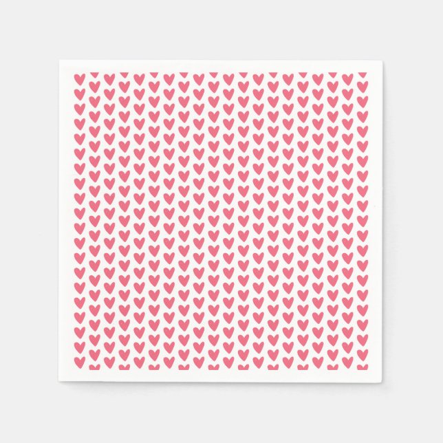 Serviette En Papier Motif de petits cœurs roses framboise mignons (Devant)