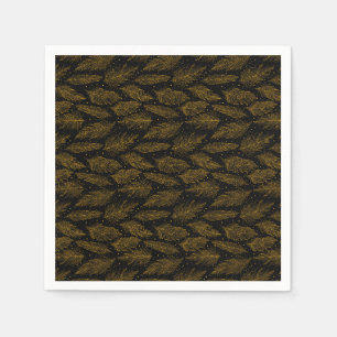 Serviette En Papier Motif de plume noir doré vintage