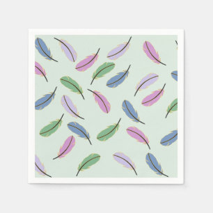 Serviette En Papier Motif de plumes pastel bleu de style moderne