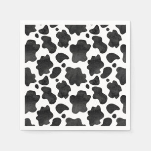 Serviette En Papier Motif de points de vache Poster de animal noir et