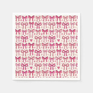 Serviette En Papier Motif de rangée de cœurs en gribouillis avec ruban