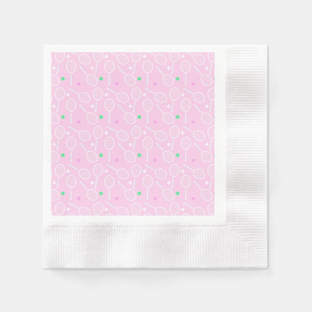 Serviette En Papier Motif de raquette de tennis Pastel Pink (Devant)