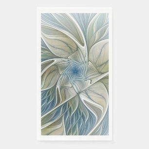 Serviette En Papier Motif de rêve floral Abstrait Bleu Kaki Fractal