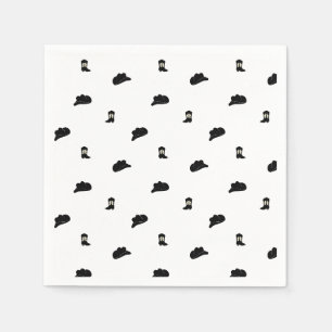 Serviette En Papier Motif de rodéo de Cowboy moderne noir et blanc