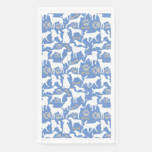 Serviette En Papier Motif de silhouette de chien.Blanc.03 Lblue BG
