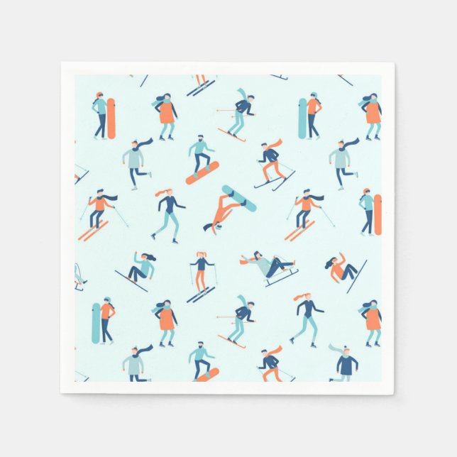 Serviette En Papier Motif de sports d'hiver (Devant)