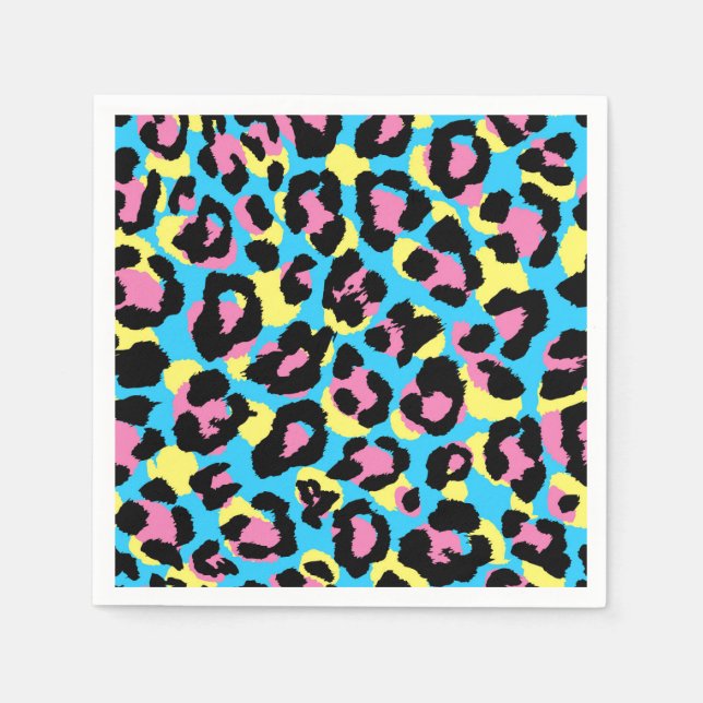 Serviette En Papier Motif de Spots Neon Leopard (Devant)