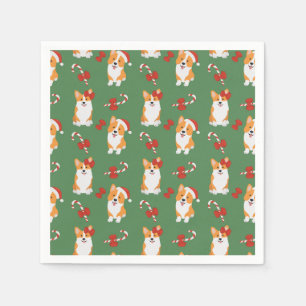 Serviette En Papier Motif de Sucre de canne de Noël de Corgi