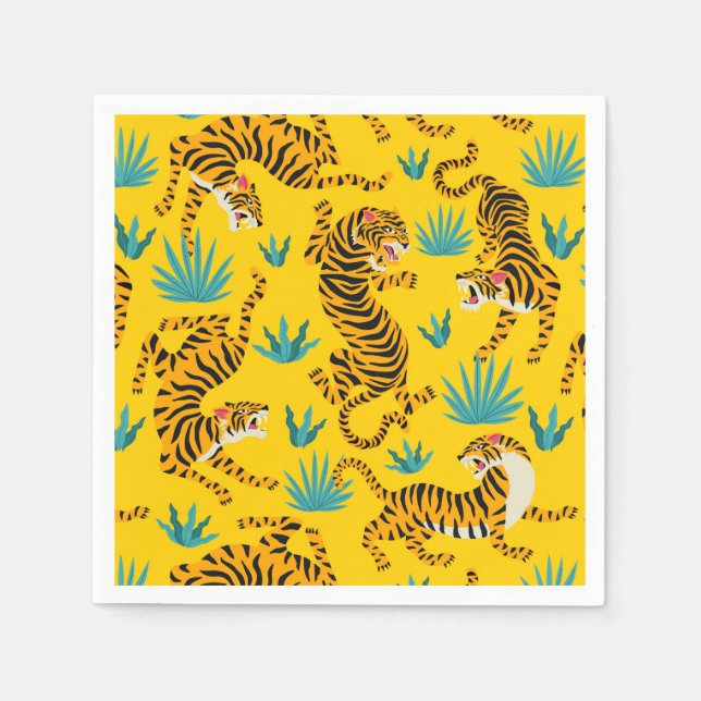 Serviette En Papier Motif de tigre d'or asiatique (Devant)