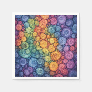Serviette En Papier Motif de tourbillon de gribouillis abstrait coloré