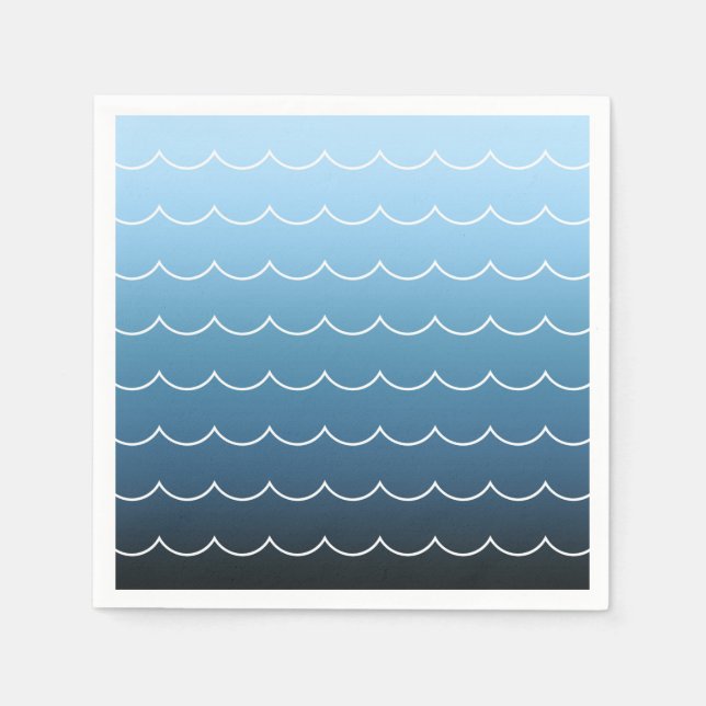 Serviette En Papier Motif de vague bleu d'été moderne (Devant)