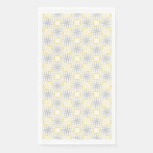 Serviette En Papier Motif de vagues sismiques jaunes, grises et blanch (Devant)