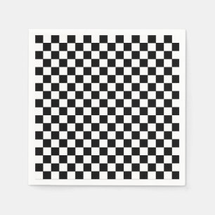 Serviette En Papier Motif de vérificateur noir minimaliste