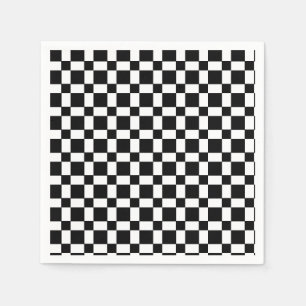 Serviette En Papier Motif de vérificateur noir minimaliste