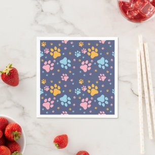 Serviette En Papier Motif d'empreintes de pattes d'animaux colorés