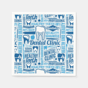 Serviette En Papier Motif dentaire bleu de clinique