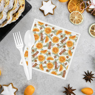 Serviette En Papier Motif d'épices des agrumes de Noël