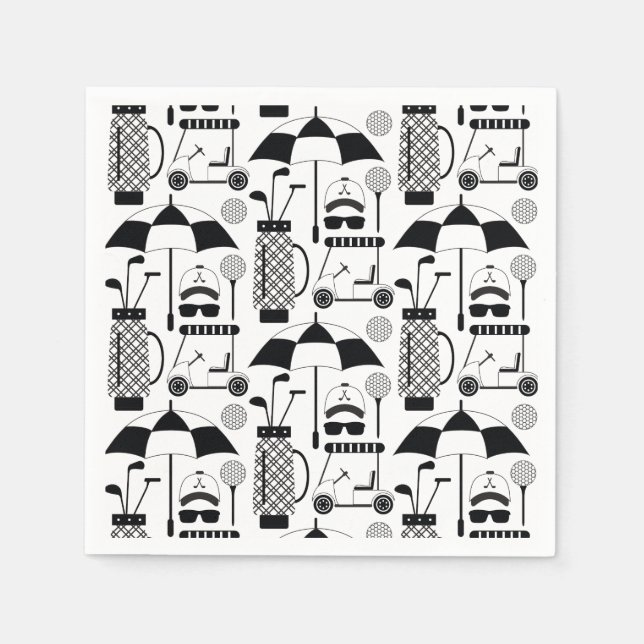 Serviette En Papier Motif d'équipement et d'accessoires de golf modern (Devant)