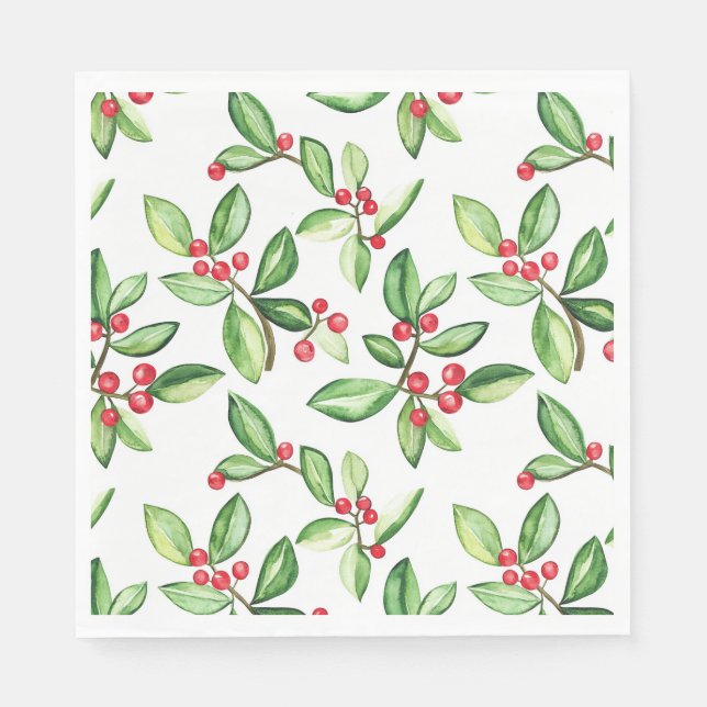 Serviette En Papier Motif des baies d'hiver (Devant)