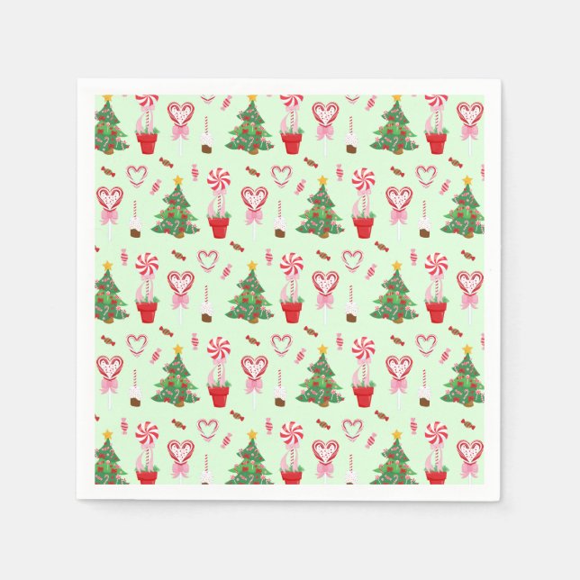 Serviette En Papier Motif des bonbons de Noël (Devant)