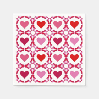 Serviette En Papier Motif des Coeurs rose et rouge Valentine