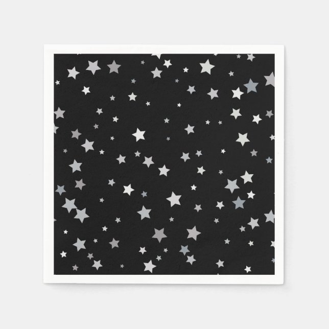 Serviette En Papier Motif des étoiles d'argent mignonnes | Toute coule (Devant)