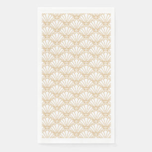 Serviette En Papier Motif des fleurs de ventilateur blanc et or