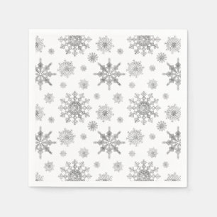 Serviette En Papier Motif des flocons de neige gris argent