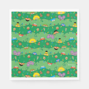 Serviette En Papier Motif des lumières de Noël de la rue Sésame