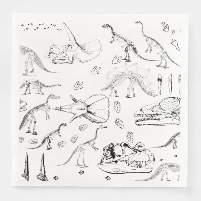 Serviette En Papier Motif des os fossiles de dinosaures (Devant)