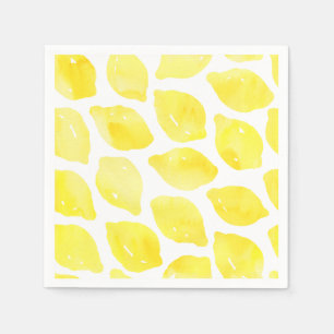 Serviette En Papier Motif d'été blanc jaune citron aquarelle