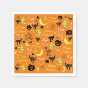 Serviette En Papier Motif d'Halloween Orange