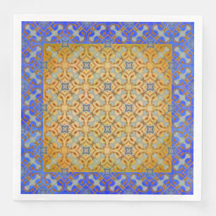 Serviette En Papier Motif Diamant jaune, orange, bleu écaillé