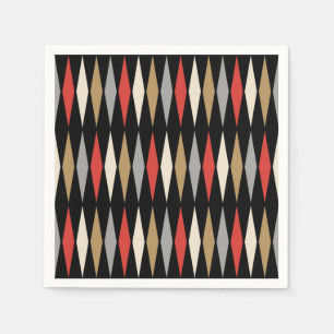 Serviette En Papier Motif diamant moderne du milieu du siècle rétro