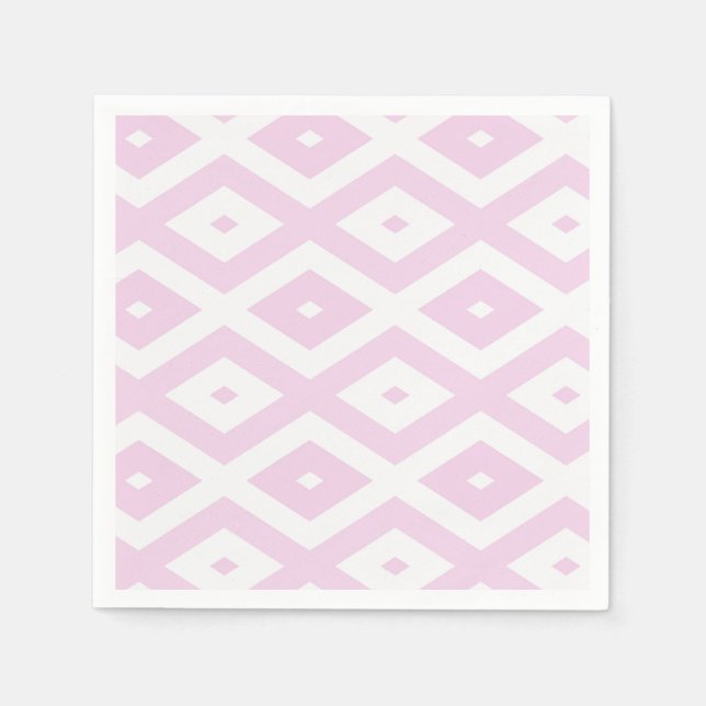 Serviette En Papier Motif diamant rose pâle et blanc (Devant)