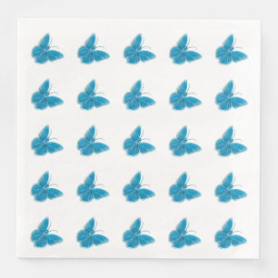 Serviette En Papier Motif d'illustration de papillons bleus