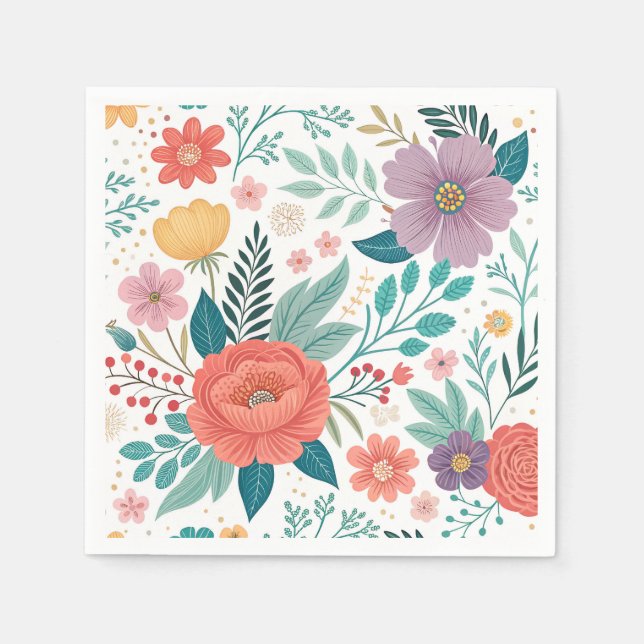 Serviette En Papier Motif d'impression floral dynamique (Devant)