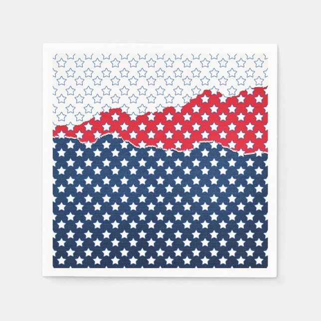 Serviette En Papier Motif du drapeau américain Red White & Blue Stars (Devant)